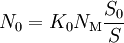 
N_{\mathrm{0}} = K_{\mathrm{0}} N_{\mathrm{M}} \frac{S_{\mathrm{0}}}{S}