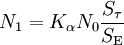 
N_{\mathrm{1}} = K_{\mathrm{\alpha}} N_{\mathrm{0}} \frac{S_{\mathrm{\tau}}}{S_{\mathrm{E}}}