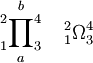 \sideset{_1^2}{_3^4}\prod_a^b \quad {}_1^2\Omega_3^4